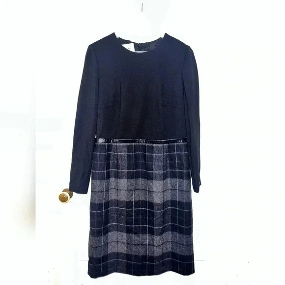 Akris Punto Wool MIDI Sweater Dress PLAID SKIRT Size 12 $1280 - Picture 4 of 4